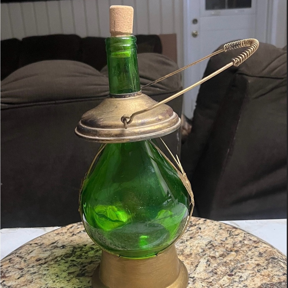 Mid-Century • Musical • Green • Glass W/ Copper Bottle - Picture 8 of 11